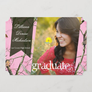 5x7 Pink Hunters Camo Camoufla Senior Announcement