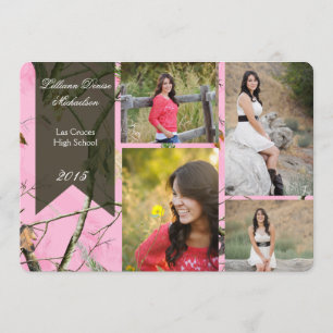 5x7 Pink Hunters Camo Camoufla Senior Announcement