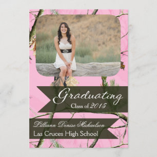 5x7 Pink Hunters Camo Camoufla Senior Announcement