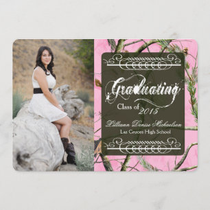 5x7 Pink Hunters Camo Camoufla Senior Announcement