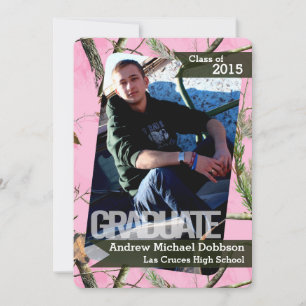 5x7 Pink Hunters Camo Camoufla Senior Announcement