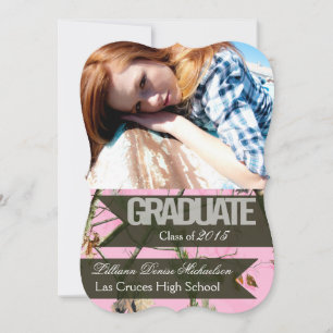 5x7 Pink Hunters Camo Camoufla Senior Announcement