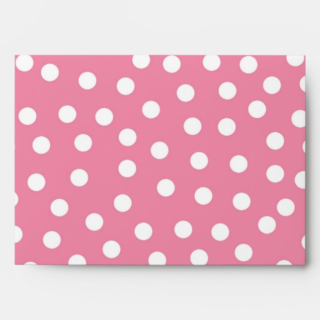 5x7 Pink Poka Point Dehors White Inside Enveloppe (Devant)