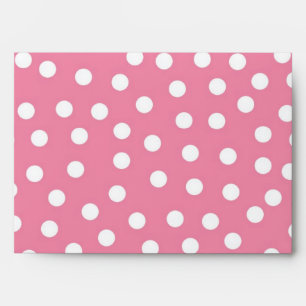 5x7 Pink Poka Point Dehors White Inside Enveloppe