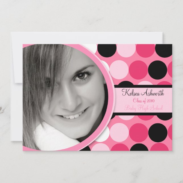 5x7 Pink Polka Dot Photo Faire-part (Devant)