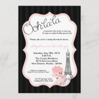 5x7 Pink Poodle in Paris Baby Shower Invitation