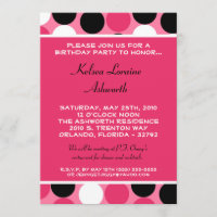 5x7 Pointe rose colorée Poka Invitation Anniversai