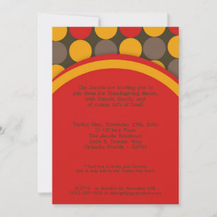 5x7 Polka Dot Thanksgiving Dinner Party Invitation