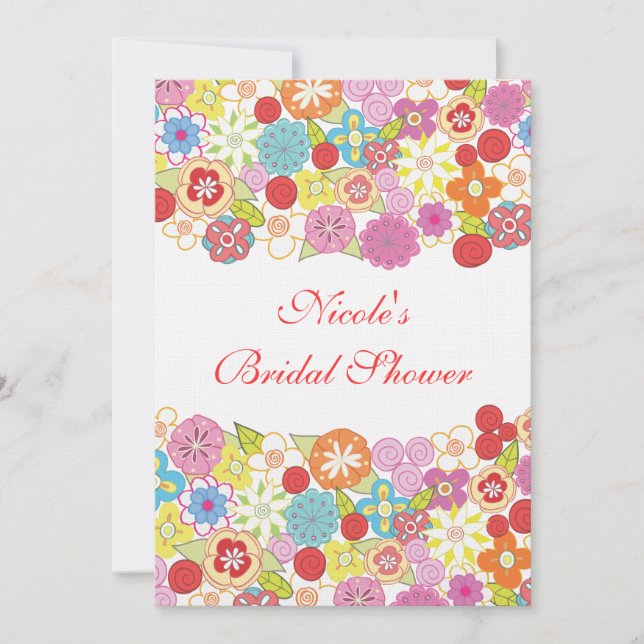 5x7 Pretty Floral Custom Bridal Shower Invitation (Front)