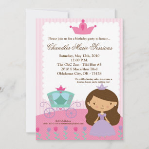 5x7 Princess Girl Carria Invitation à la fête d'an
