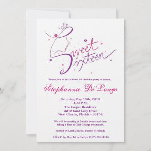 5x7 Princess Girl Sweet 16 Birthday Invitation