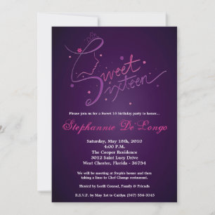 5x7 Princess Girl Sweet 16 Birthday Invitation