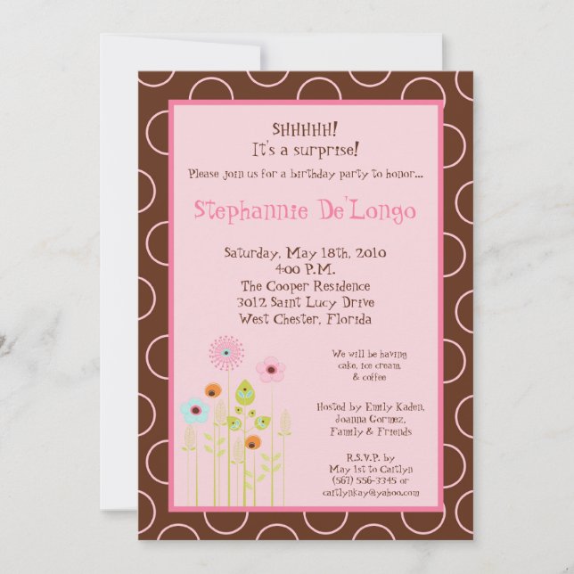 5x7 Printemps Fleur Anniversaire Invitation de fêt (Devant)