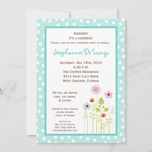 5x7 Printemps Fleur Anniversaire Invitation de fêt (Devant)