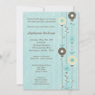 5x7 Printemps Fleur bleue Baby shower Invitation
