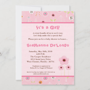 5x7 Printemps Fleurs temps Baby shower Invitation