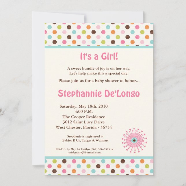 5x7 Printemps Fleurs temps Baby shower Invitation (Devant)