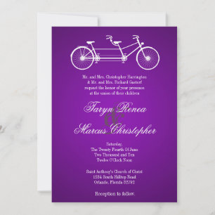5x7 Purple Double Vélo Faire-part de mariage