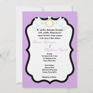 5x7 Purple Dove Diamond Wedding Invitation