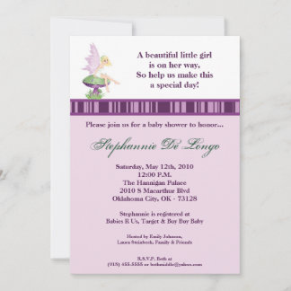 5x7 Purple Fairy Baby shower Invitation