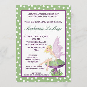 5x7 Purple Fairy Baby Shower Invitation