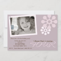 5x7 Purple Flower Photo Invitation à la fête d'ann