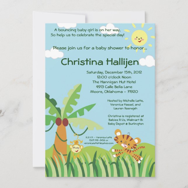 5x7 Rain-forest Jungle Animal Invitation (Front)