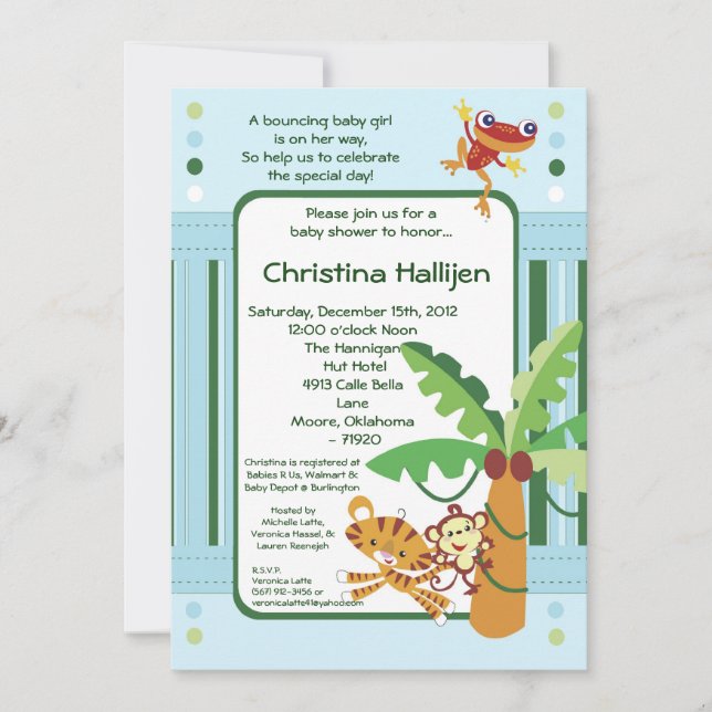 5x7 Rain-forest Jungle Baby Shower Invitation (Front)