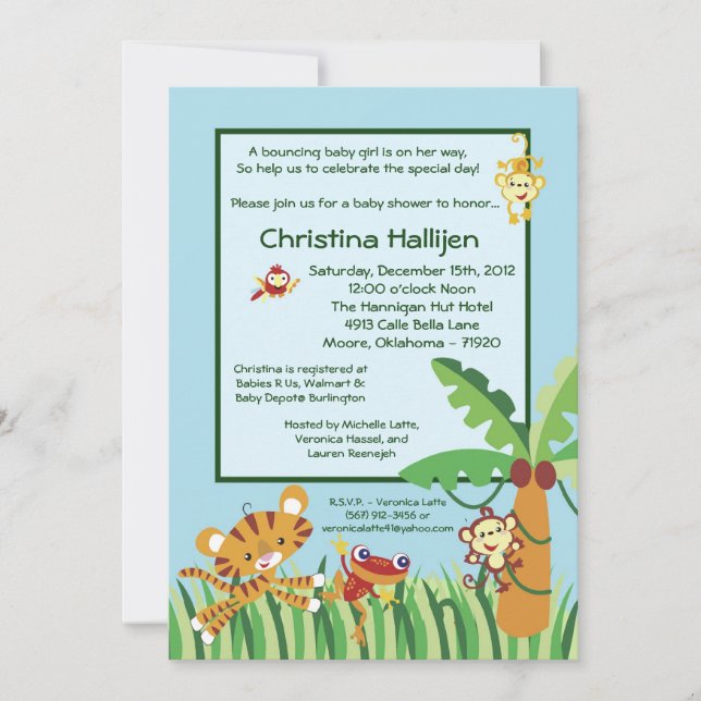 5x7 Rain-forest Jungle Baby Shower Invitation (Front)