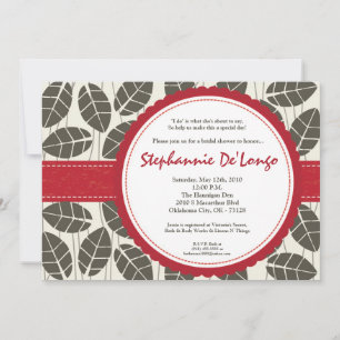 5x7 Red Band Leaf Foliage Bridal Shower Invitation