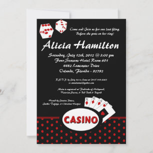 5x7 Red & Black Las Vegas Bachelorette Invitation
