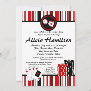 5x7 Red & Black Las Vegas Bachelorette Invitation