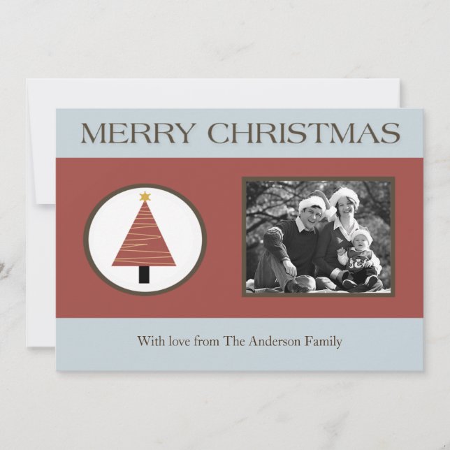 5x7 Red Blue Christmas Tree photo de la carte de N (Devant)