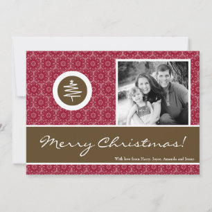 5x7 Red Brown Christmas Tree photo de la carte de 