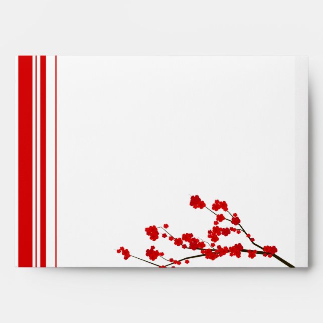 5x7 Red Cherry Blossom Bars Envelopes (Front)