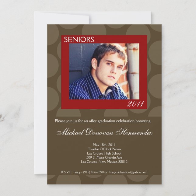 5x7 Red Circle Polk Photo Graduation Announcement (Front)