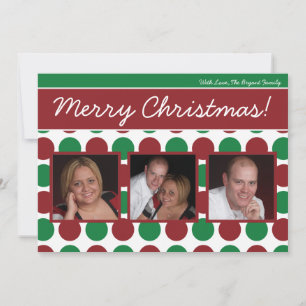 5x7 Red Green Polka Poka carte de Noël