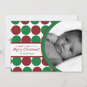 5x7 Red Green Polkadot Poka carte de Noël