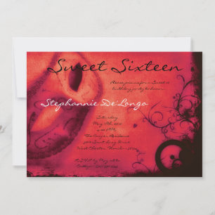 5x7 Red Masquerade Sweet 16 Birthday Invitation