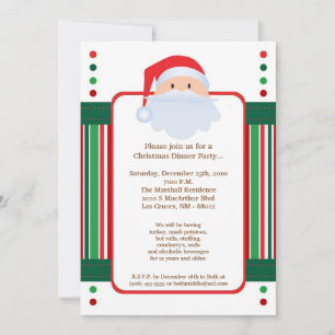 5x7 Red Santa Clause Christmas Party Invitation