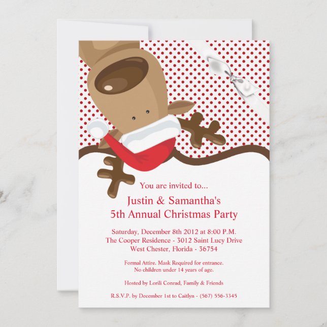 5x7 Reinder Noël Invitation XMAS P (Devant)