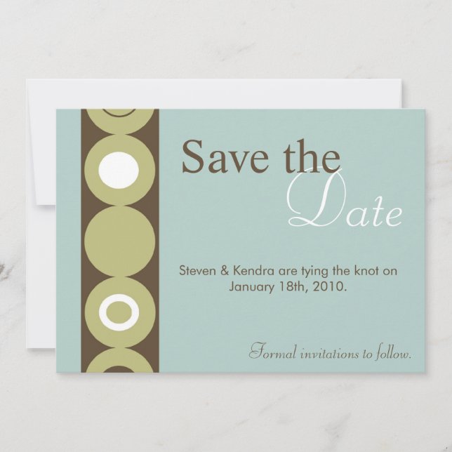 5x7 Retro Circle Blue Save the Date Announcement (Front)