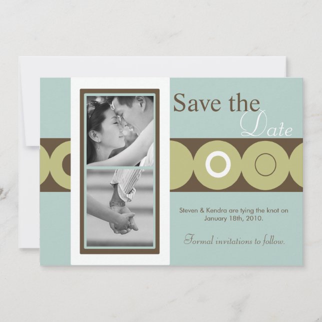 5x7 Retro Circle Photo Save the Date Announcement (Front)