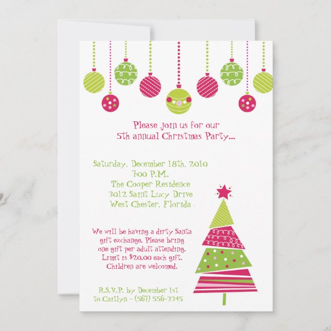 5x7 Retro XMAS Arbre Noël Invitation (Devant)