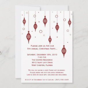 5x7 Retro XMAS Ornament Noël Invitation