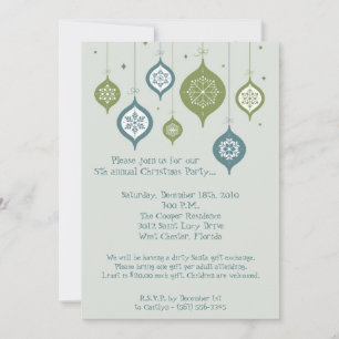 5x7 Retro XMAS Ornements de Noël Invitation