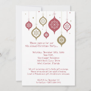 5x7 Retro XMAS Ornements de Noël Invitation