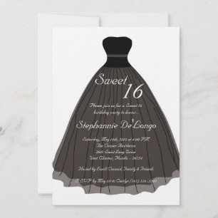 5x7 Robe de Sheer Noir Douce 16 Invitation Anniver