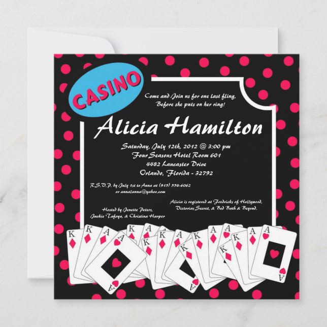5x7 rose et bleu Las Vegas Bachelorette Invitation (Devant)