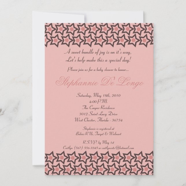 5x7 rose et Brown Rock Star Baby shower Invitation (Devant)